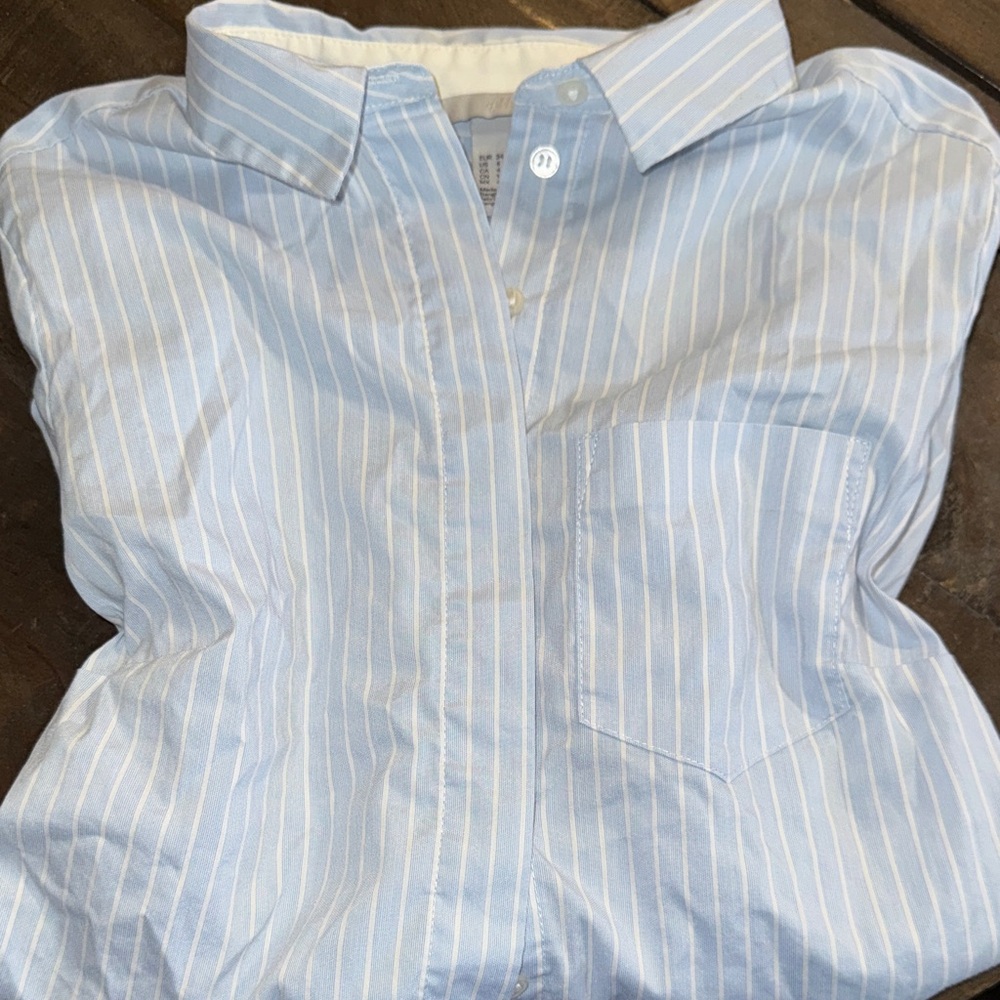 H&M Light Blue and White Striped Shirt